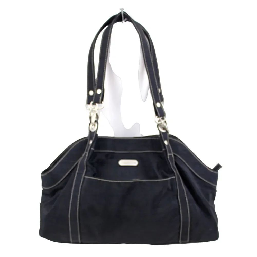 LARGE BAGGALLINI BLACK NYLON CANVAS SHOULDER BAG HANDBAG HOBO TOTE PURSE